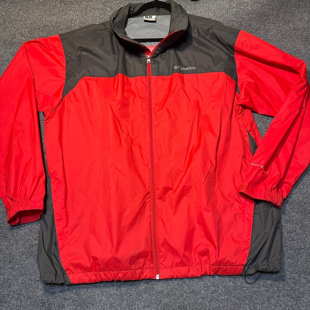Columbia Mens XXL Omni-Shield Windbreaker Jacket Red Gray Full Zip Colorblock